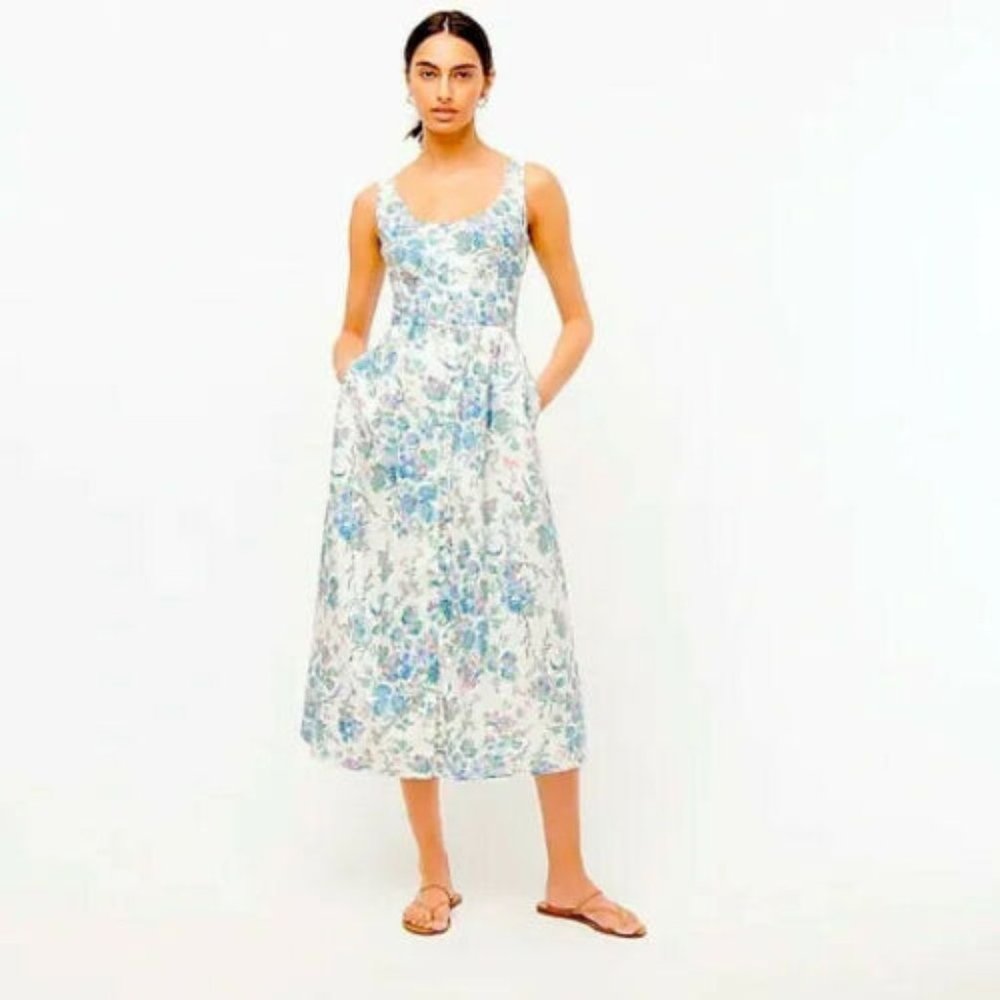 NWT J Crew Button-front cotton poplin dress in English garden Item AZ812 Size 12